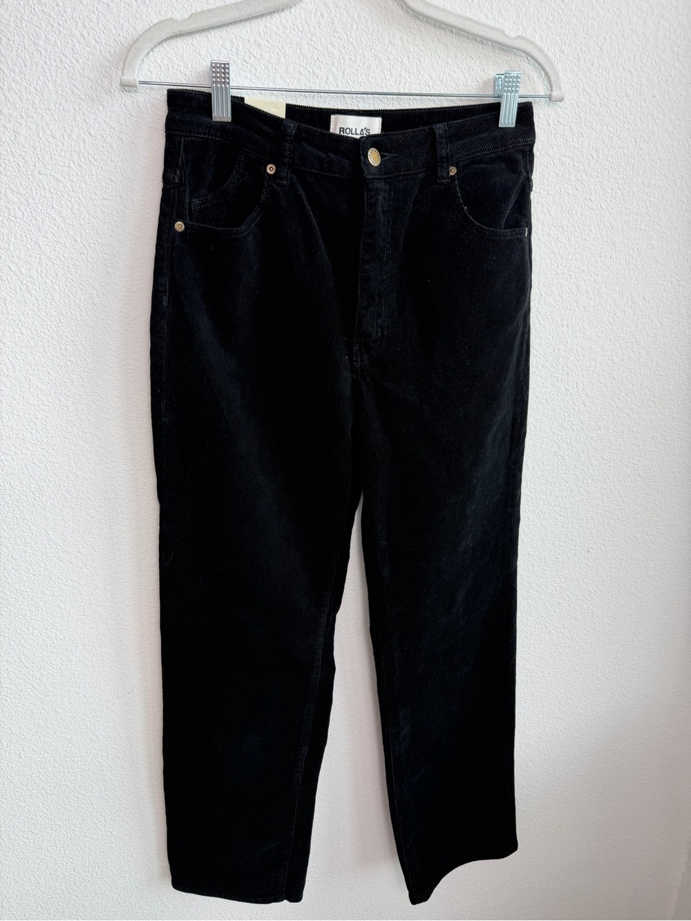 NWT Rolla’s Classic Straight Leg Corduroy Pants Size 28 Black